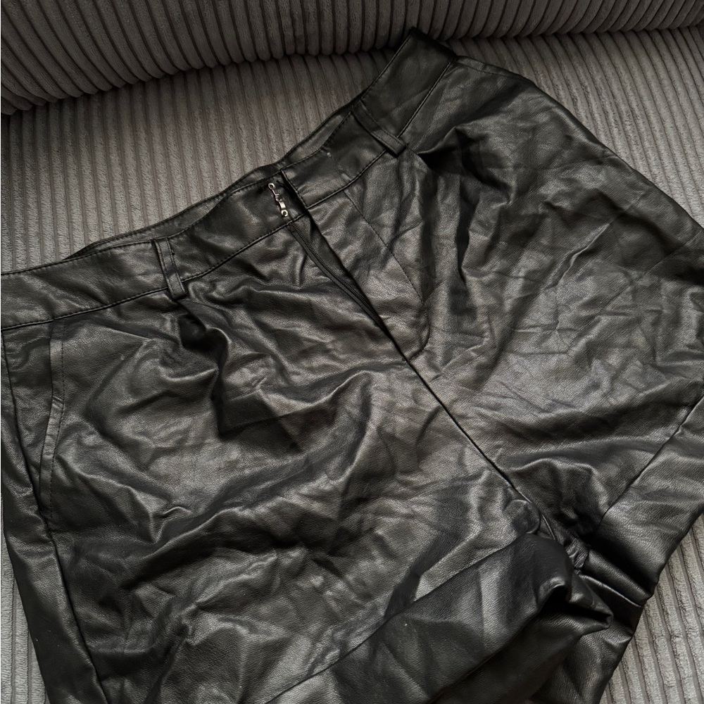 SHEIN Black Leather Look Shorts
